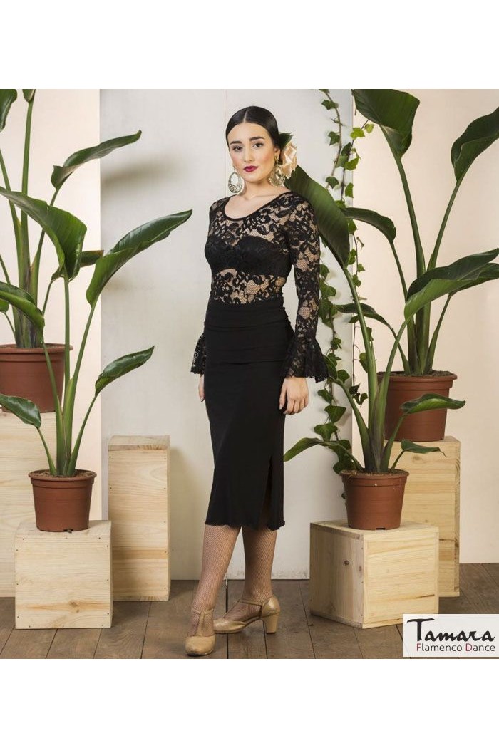 Jupes flamenco FEMME modèle Jupe flamenco Bengala - Tricot élastique Noir