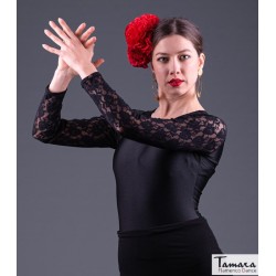 Maillot, body et haut de flamenco FEMME modèle Body Tiento - Lycra et dentelle Rouge