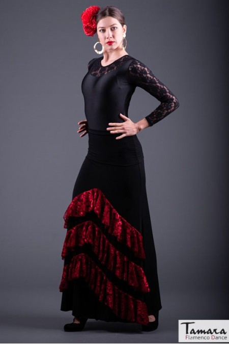  Flamenco skirts WOMAN model Flamenco skirt Flamenco skirt Saray - Elastic point and lace Black