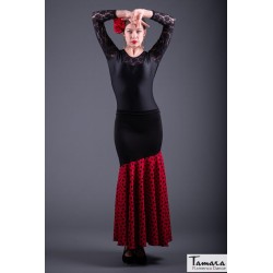 Jupes flamenco FEMME modèle Granada lunares - Punto y Koshivo Noir avec petits points blancs