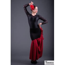 Jupes flamenco FEMME modèle Jupe flamenco Granada point moyens - Point et Koshivo Noir avec petits points blancs