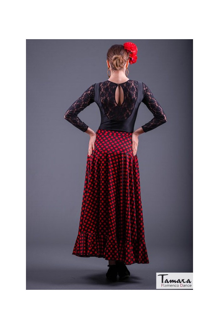 Faldas flamencas MUJER modelo Falda flamenco Sevillana Lunares - Punto Negro lunares rojos