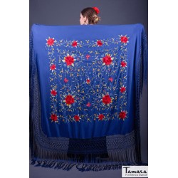 Châle Manille brodé Carré modèle Châle Printemps Manille - Brodé Multicolores Rouge