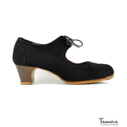 Zapatos de flamenco Profesionales Tamara modelo Zapatos de flamenco Carmen (Talla 36.5) - Negro - Ante - Mismo material y color - Clásico 5 cm - Ancho especial Negro