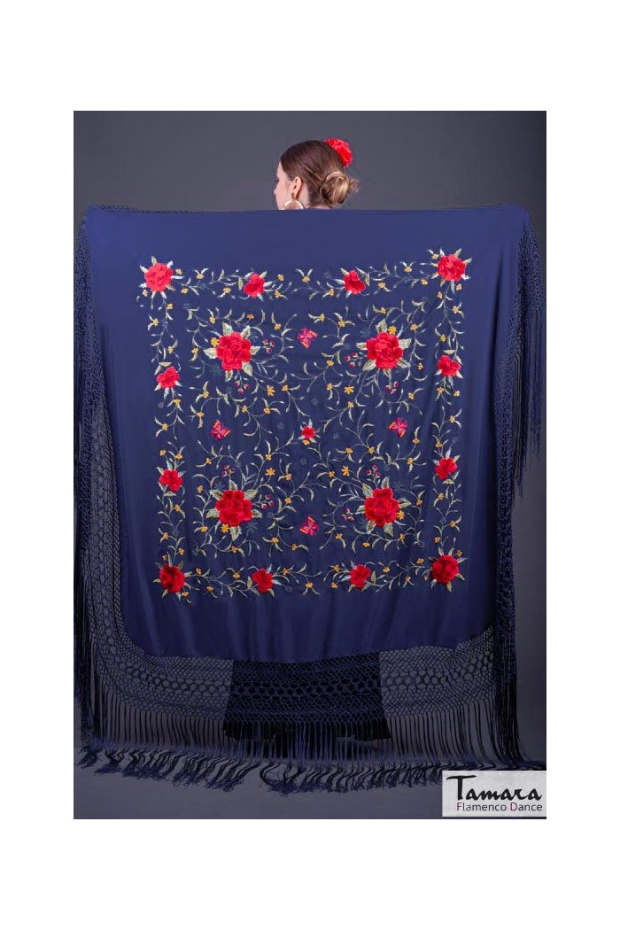  Square Embroidered Manila Shawl model Manila Spring Shawl - Multicolor Embroidered Bordeaux