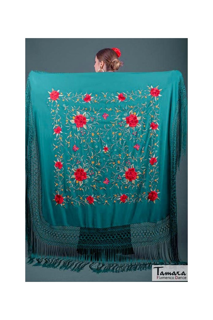 Manton Manila Bordado Cuadrado modelo Manton de Manila Primaveral - Bordado Multicolor Malva