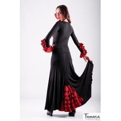 Faldas flamencas MUJER modelo Almería con lunares - Viscosa Negro lunares rojos
