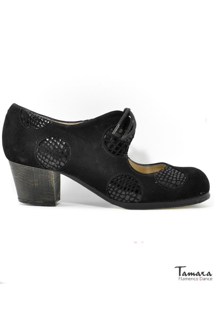 Chaussures professionnelles de flamenco modèle Chaussures de flamenco Cordonera Lunares negro-rojo