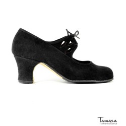 Chaussures de flamenco pour la pratique Tamara modèle Chaussures de flamenco Semi-professionnelle supérieur TAMARA - Daim Lacet Calado Noir