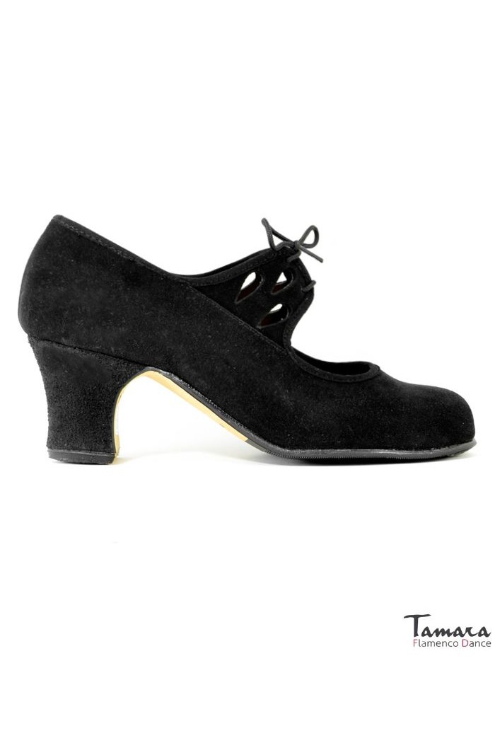 Chaussures de flamenco pour la pratique Tamara modèle Chaussures de flamenco Semi-professionnelle supérieur TAMARA - Daim Lacet Calado Noir
