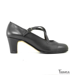 Chaussures de flamenco pour la pratique Tamara modèle Chaussures de flamenco Semi-professionnelle Supérieur TAMARA - Cuir Croisé Noir