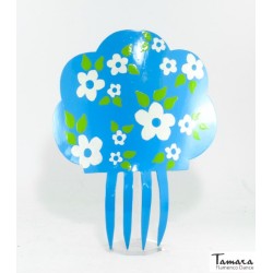 Accessoires de flamenco Outlet modèle Peigne Peint à la main Fleur - Acétate 19 cm Turquoise