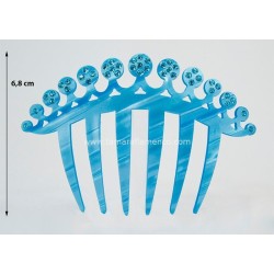 Accessoires de flamenco Outlet modèle Petit peigne Madroño - Nacré avec pierres 6.8cm Turquoise nacré