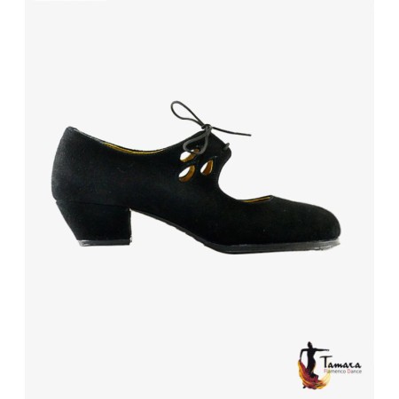 Zapatos de flamenco Profesionales Tamara modelo Zapatos de flamenco Jaleo - Negro - Ante - Mismo material y color - Cubano 3 cm - Ancho especial Negro