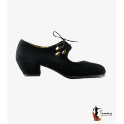 Zapatos de flamenco Profesionales Tamara modelo Zapatos de flamenco Jaleo - Negro - Ante - Mismo material y color - Cubano 3 cm - Ancho especial Negro
