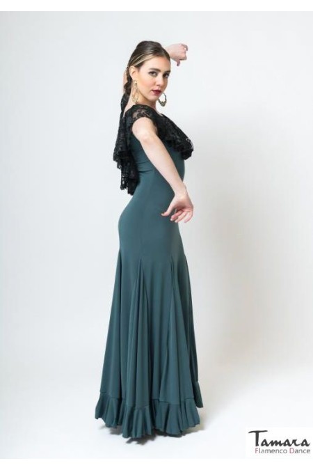 Robes flamenco FEMME modèle Robe Coralina - Tricot élastique Noir
