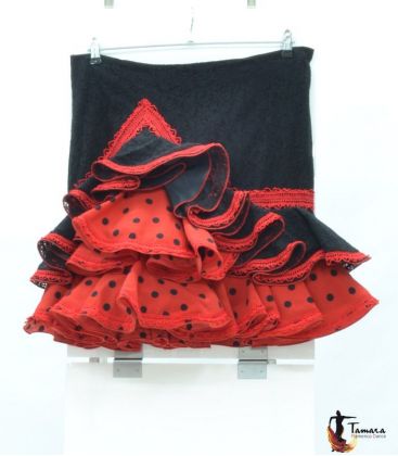 faldas y blusas flamencas en stock envío inmediato - Vestido de flamenca TAMARA Flamenco - Falda flamenca Talla 44 - Tamara negro y rojo
