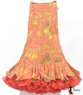 blouses et jupes de flamenco en stock livraison immédiate - Vestido de flamenca TAMARA Flamenco - Jupe flamenca Taille 34 - Arenal orange fleurs
