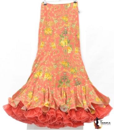 blouses et jupes de flamenco en stock livraison immédiate - Vestido de flamenca TAMARA Flamenco - Jupe flamenca Taille 34 - Arenal orange fleurs