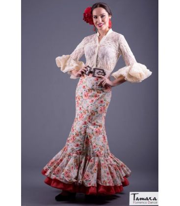 blouses et jupes de flamenco en stock livraison immédiate - Vestido de flamenca TAMARA Flamenco - Jupe flamenca Taille 38 - Arenal Imprimé vert d'eau