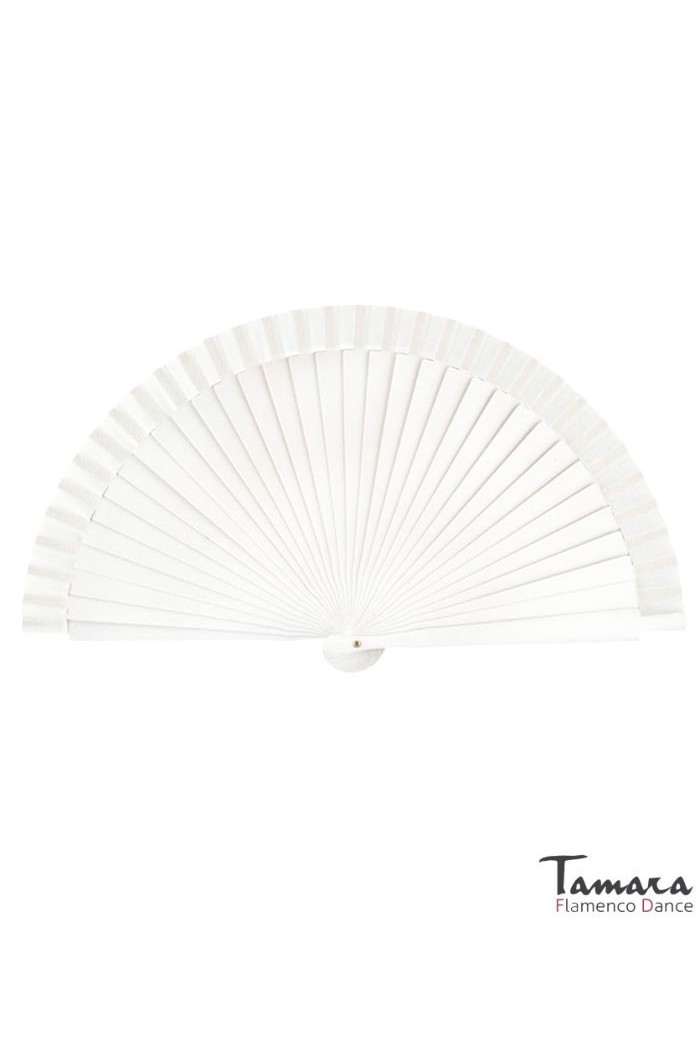 Abanicos y Pericones modelo Abanico flamenco (19 cm) - Lunares blancos pintado a mano Blanco