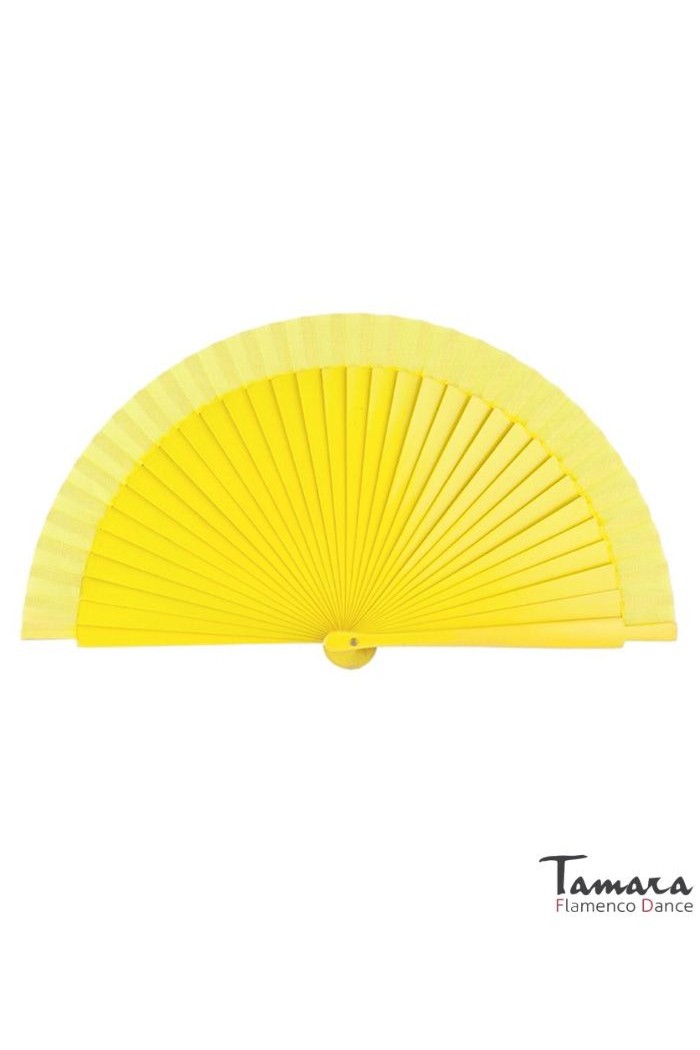 Eventails modèle Eventail flamenco (19 cm) - peint à la main, à pois blancs Jaune