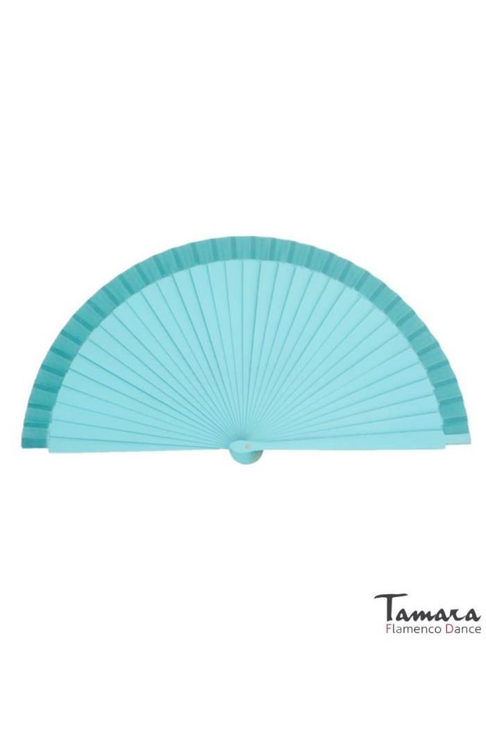 Eventails modèle Eventail flamenco (19 cm) - peint à la main, à pois noirs Vert d'eau