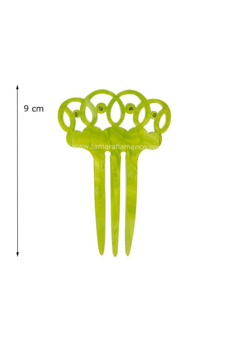 Flamenco Combs model Small Comb Hiedra - Mother of Pearl & Gemstones 8.5 cm Green Mother-of-pearl