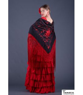 Roma Shawl Red Fringe - Red Embroidered