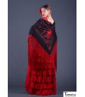Roma Shawl Red Fringe - Red Embroidered