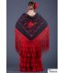 spanish shawls - - Roma Shawl Red Fringe - Red Embroidered