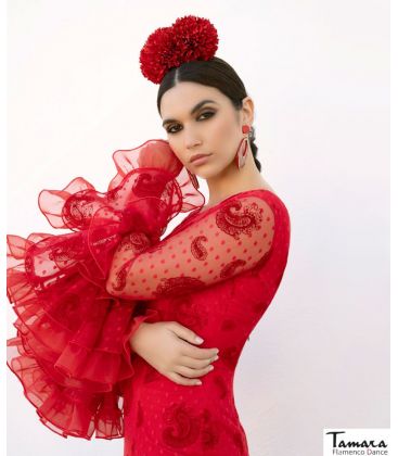 trajes de flamenca 2022 mujer - Aires de Feria - Vestido de flamenca Abanico rojo