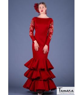 trajes de flamenca en stock envío inmediato - Vestido de flamenca TAMARA Flamenco - Talla 42 - Silvia Bordado Burdeo (Igual foto)