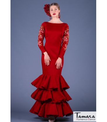 trajes de flamenca en stock envío inmediato - Vestido de flamenca TAMARA Flamenco - Talla 42 - Silvia Bordado Burdeo (Igual foto)