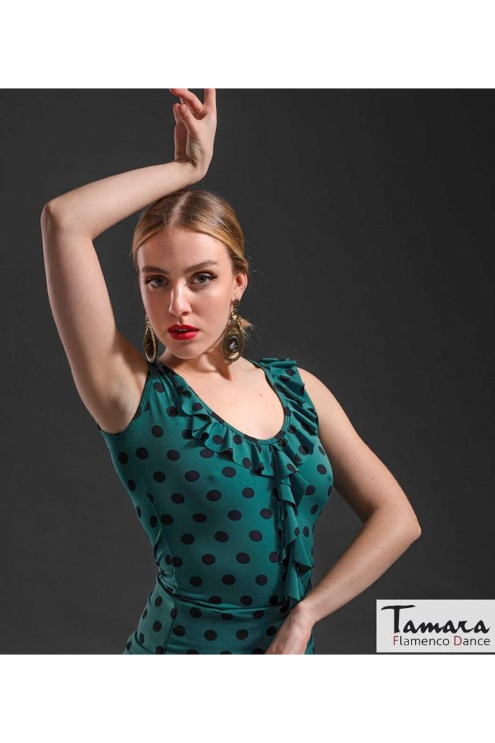  Body/Camiseta flamenca MUJER model Mariquilla T-shirt - Elastic knitted Colourful floral print