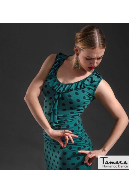 Maillot, body et haut de flamenco FEMME modèle T-shirt Mariquilla - Tricoté élastique Imprimé floral coloré