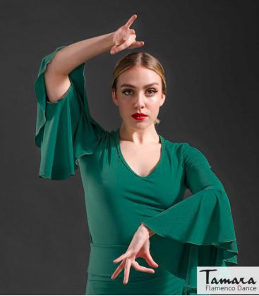 bodycamiseta flamenca mujer bajo pedido - Maillots/Bodys/Camiseta/Top TAMARA Flamenco - Camiseta Aldea - Punto elástico