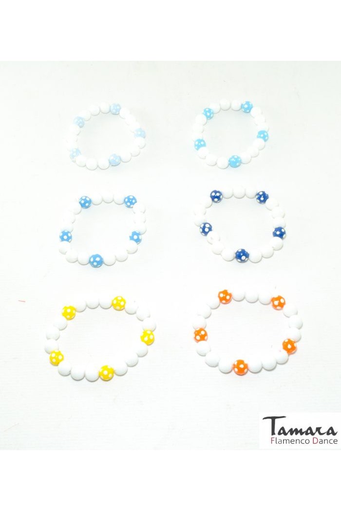 Bracelets de flamenco modèle Bracelet de perles flamenco à pois Jaune
