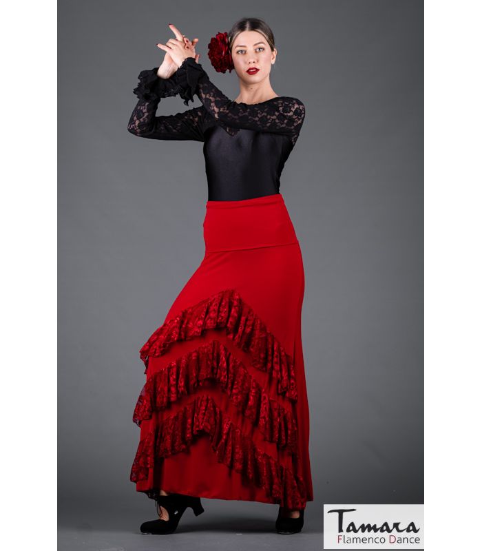 Falda flamenco Saray - Punto elastico y encaje (En stock)
