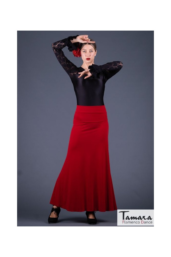  Flamenco skirts WOMAN model Flamenco skirt Almeria - Elastic knit scarlet red