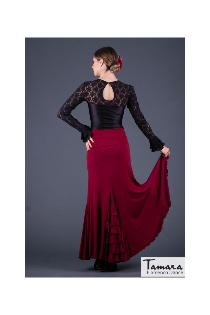  Flamenco skirts WOMAN model Flamenco skirt Almeria - Elastic knit Bordeaux