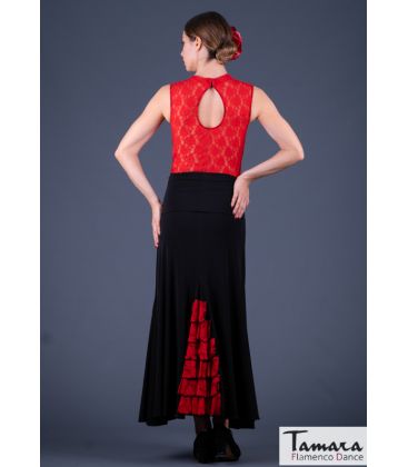 flamenco skirts woman in stock - - Almeria - Elastic knit with lace flounce