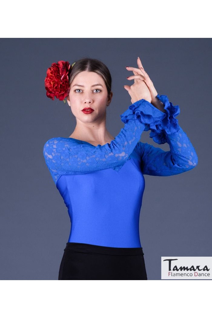 Body/Camiseta flamenca MUJER modelo Body Desplante con volantes Añil (Indigo)