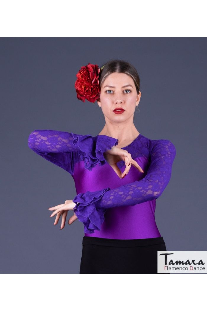 Body/Camiseta flamenca MUJER modelo Body Desplante con volantes Rojo