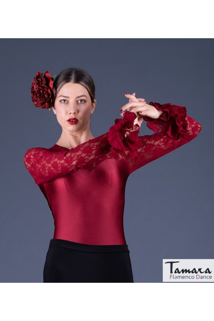 Body/Camiseta flamenca MUJER modelo Body Desplante con volantes Rojo