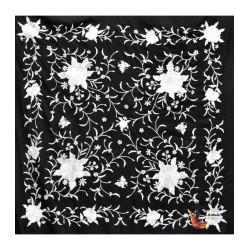 Châle Manille brodé Carré modèle Châle Printemps Manille - Brodé Blanc Noir