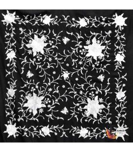 manila shawl in stock - - Manila Spring Shawl - White Embroidered