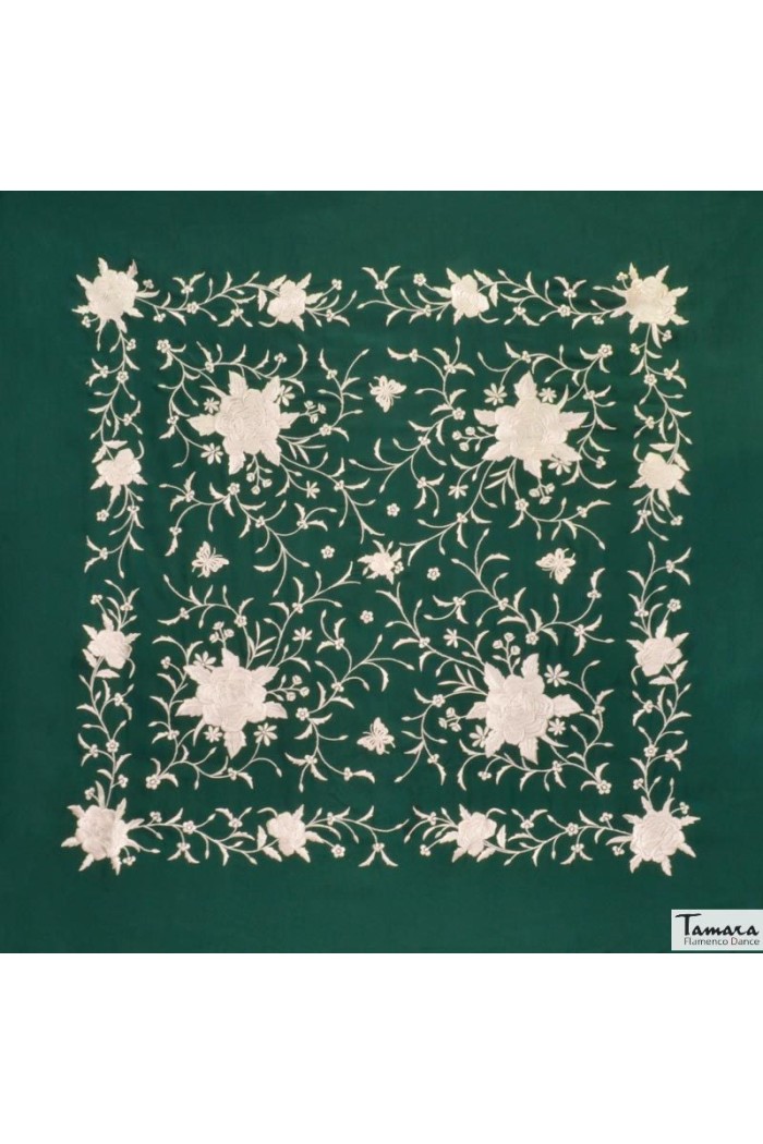 Châle Manille brodé Carré modèle Châle Printemps Manille - Brodé Beig Oro