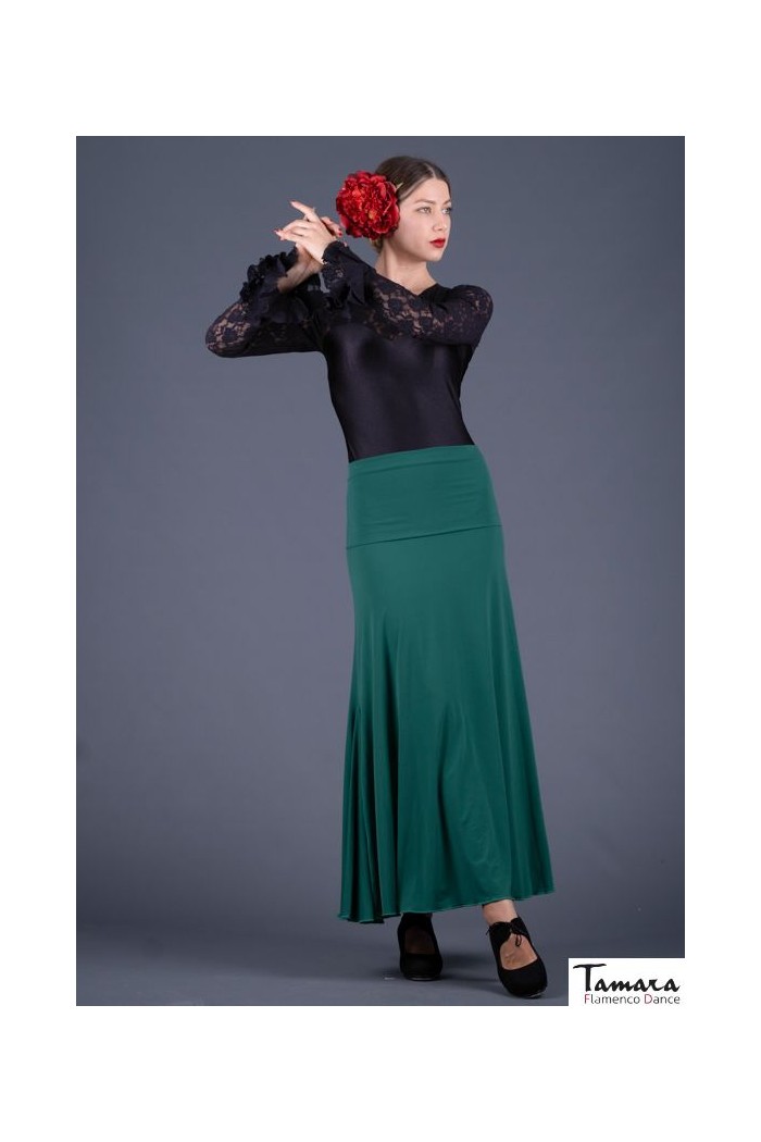 Jupes flamenco FEMME modèle Jupe flamenco Almería - Tricoté élastique Vert Bouteille