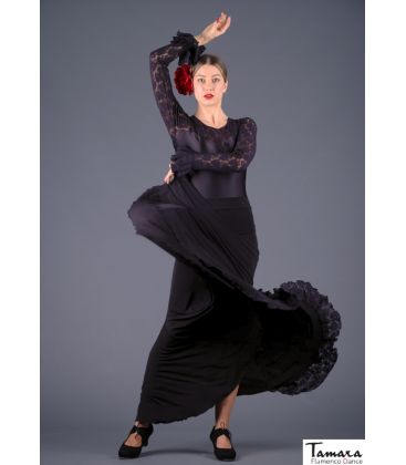 flamenco skirts woman in stock - - Almeria - Elastic knit with lace flounce